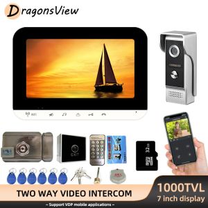 Sonnette de portes Dragonsview WiFi Interphone Video Téléphone Door With Electric Lock Wireless 1000TVL CAME CAME CAMER