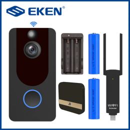 Deurbellen Eken Deurbel V7 1080P Video Intercom Deur Bell Smart House WiFi Huishoudelijke producten Bel Wireless Home Apartment Camera