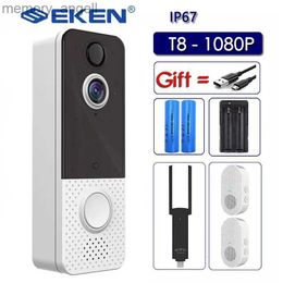 Deurbellen EKEN T8 IP67 WIFI Weerbestendige Smart Video Deurbel Camera 1080P Visuele Intercom Nachtzicht IP Deurbel PIR Draadloze Camera's YQ230928