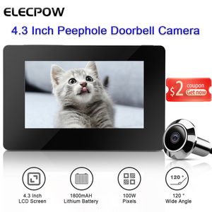 Sonnettes de porte Elecpow 4,3 pouces judas judas caméra sonnette 120° LCD 100W Pixels Smart Electronic Cat Eye porte caméra moniteur extérieur 230701