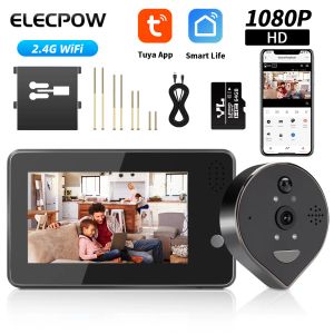 Deurbellen elecpow 4,3 inch tuya 1080p wifi smart home Peephole deurbel deur camera Twoway Audio Night Vision Pir Motion Outdoor Monitor