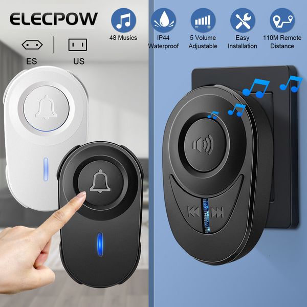 Sonnette de portes Elecpow Wireless Doorbell Door Door Door Home Door Smart Home Bellly Emergency Call Rappel LED Flash Home Security Alarm 230419