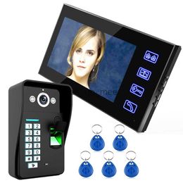 Sonnettes Livraison Gratuite! Ennio Tactile Touche 7 "Lcd D'empreintes Digitales Vidéo Interphone Système Avec 1 Caméra + 1 Moniteur HKD230918