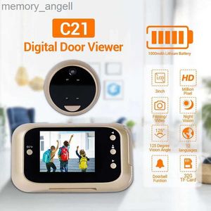 Sonnettes ESCAM 3.0 pouces HD 720P vidéo sonnette caméra vidéo-oeil moniteur de détection de mouvement numérique sonnette visionneuse PIR Vision nocturne YQ2301003