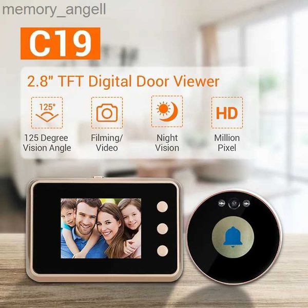 Timbres de puerta ESCAM C19 Timbre de video de 2,8 pulgadas Visor de mirilla de 125 grados Video Eye Door Bell Smart Home Camera Monitor Visual Doorbell YQ2301003