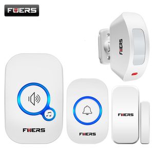 Timbres Fuers Seguridad inalámbrica para el hogar Pir Motion Welcome Chime Sensor de puerta Alarma de sonido 32 Song Smart Ring Botón táctil 221119