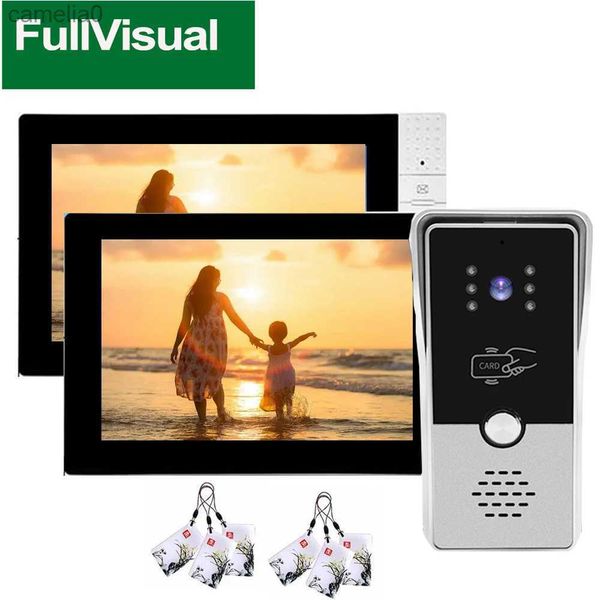 Sonnettes de porte Fullvisual 7 pouces système de visiophone filaire interphone vidéo RFID sonnette avec caméra système Multiple déverrouiller TalkL231120