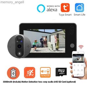 Sonnettes Go WiFi Smart 1080P vidéo sonnette judas caméra visionneuse sécurité à domicile Audio bidirectionnel Vision nocturne Tuya Alexa WiFi sonnette YQ230928