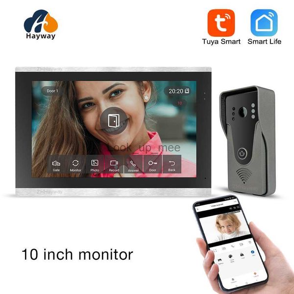 Timbres de puerta Hayway 10 pulgadas Video intercomunicador Tuya Smart WIFI Video Sistema de teléfono de puerta 1080P Cámara de timbre Monitor de pantalla táctil completa para el hogar HKD230918