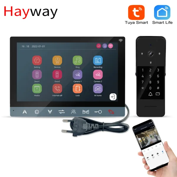 Sonnettes de portes Hayway 1080p TUYA VIDEO SYSTÈME INTERCOM SYSTÈME WIRESS WIFI VIDEO TÉLÉPHONE PORTE POUR LA VIDÉO HOME DOOT DOORD AVEC RFID DEST LOCK DÉTECTION DE MOTION