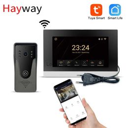 Sonnettes Hayway 1080P système d'interphone vidéo Tuya téléphone de porte intelligent AHD moniteur tactile complet pour la maison vidéo sonnette caméra détection de mouvement HKD230918