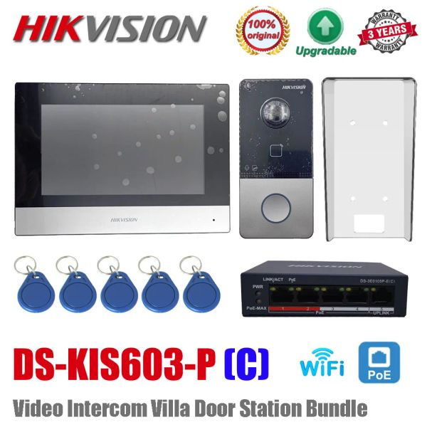 Sonnettes HIKVISION DSKIS603P (C) Video Interphone Kit DSKV6113WPE1 (C) DSKH6320WTE1 POE POE DOOR Station de porte WiFi Monitor