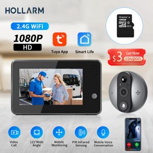 Deurbellen Hollarm 4,3 inch LCD Peephole Doorbell 1080p 2mp Pixel Deurkijker Nacht PIR Motion Camera Tuya Smart Two Way Audio Camera