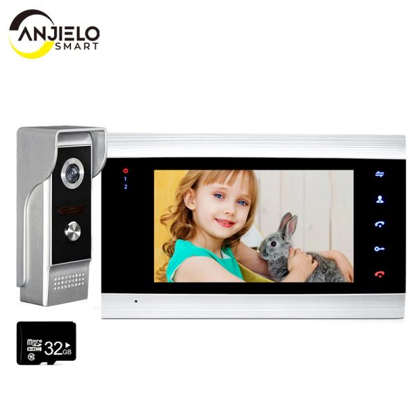 VIDEO HOME VIDEO CASA DE VIDEO VIDEO PARA APARTAMENTO DE APARTAMENTO Monitor de 7 pulgadas 1200TVL Cámara de timbre con detección de movimiento grabación automática