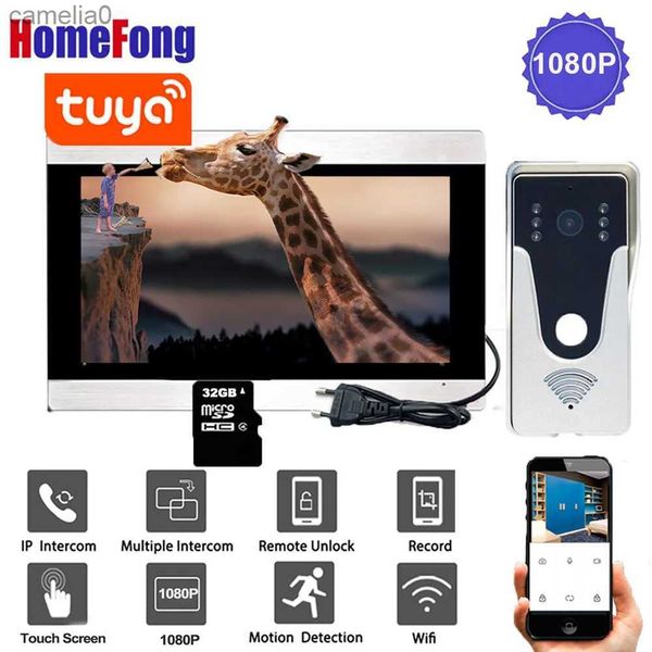 Sonnettes Homefong 7 pouces sans fil vidéo porte téléphone HD 1080p écran tactile filaire Wifi vidéo interphone sonnette caméra sécurité à domicile AccessL231120