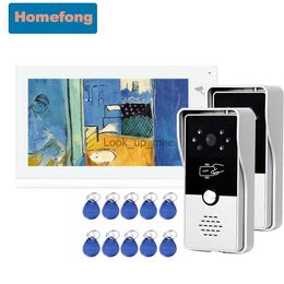 Deurbellen Homefong Witte videodeurtelefoon Intercomsysteem RFID-ontgrendeling 7 inch binnenscherm met buitendeurbelcamera Waterdicht huis HKD230918