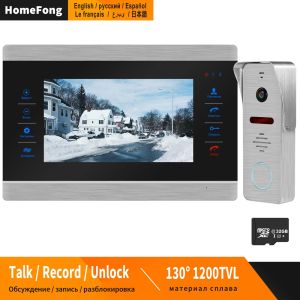 Deurbellen HomeFong Wired Video Intercom voor thuisdeur Telefoon Russische versie scherm Alloy Deurbel Call Panel Ondersteuning Talk Namen ontgrendeling