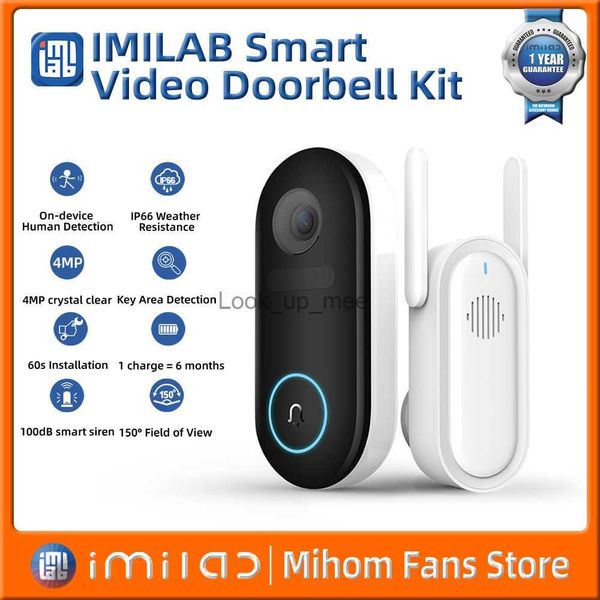 Timbres IMILAB Smart Video Doorbell Kit Cat's Eye 2.5K HD 5200mAh Cámara de seguridad Detección humana Alerta instantánea Dispositivo de alarma antirrobo Conjunto HKD230918