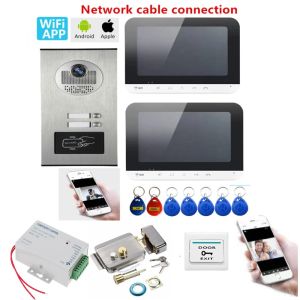 Sonnette de portes Interphone Kit appo télécommande 7 pouces moniteur de portage wifi