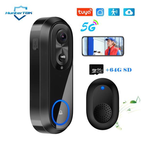 Sonnette de portes IP65 IP65 IPLOPIER 5G 2.4G WIFI VIDEO DOORDE DOORD 1080P TUYA SMART HOME INTERCON SELLE CAME CAME PORTE PORTE PROTECTION DE SÉCURITÉ