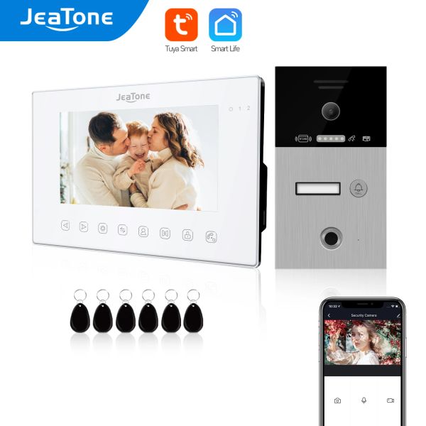Sonnettes de portes Jéatone 1080p WiFi 1/2/3/4 Interphone vidéo pour l'appartement Smart Doorbell Residential System For Home Fingin Empreinte DOORMAN