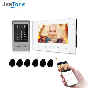 Conneries de portes Jéatone 7 pouces Tuya Wirless WiFi Vidéo Interphone For Home System avec 1080p Doorbell Security Support Record Mot de passe RFID Card