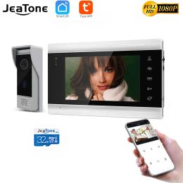Deurbels Jeatone Tuya Smart WiFi Video Deur Telefoon Intercom voor Home 720p/1080p Doorbelsysteem met externe talk, ontgrendeling, bewegingsdetectie