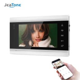 Sonnette de porte Jéatone Wiless WiFi Indoor 7 pouces Monitor vidéo Téléphone Door System Interphone Système de support Détection de mouvement de mouvement à distance