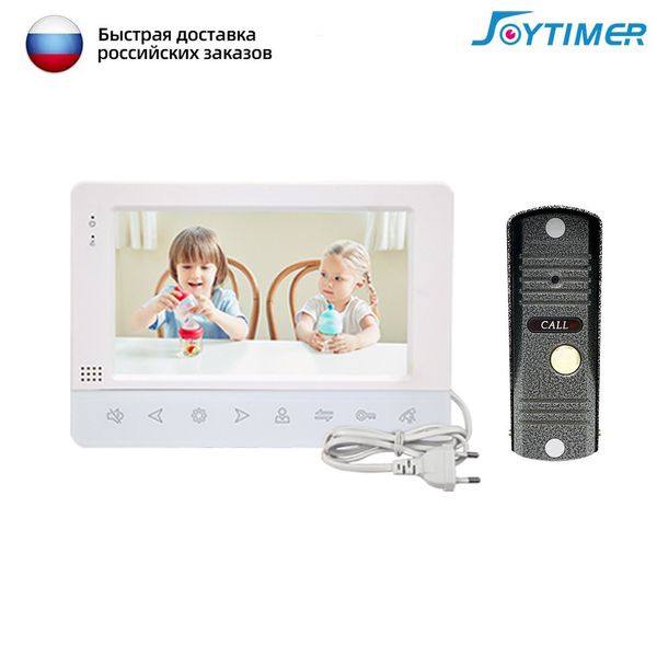 Sonnettes Joytimer Interphone vidéo 1200TVL Caméra de visiophone pour appartement 7 pouces Support de moniteur One-Key Unlock Motion Detection 221025