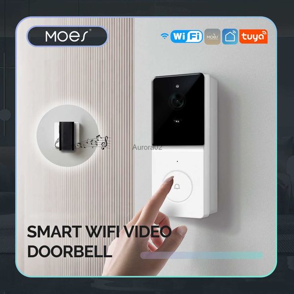 Timbres de puerta MOES Tuya 1080P Smart WiFi Video Timbre Cámara Inalámbrica Audio de 2 vías Intercomunicador Visión nocturna con tarjeta SD de 64 GB Seguridad para el hogar YQ231111