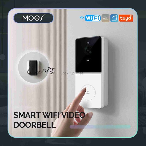 Sonnettes MOES Tuya Smart WiFi Vidéo Sonnette Caméra avec Interphone Audio 2 Voies Vision Nocturne Sans Fil Porte produit Sécurité À La Maison HKD230918