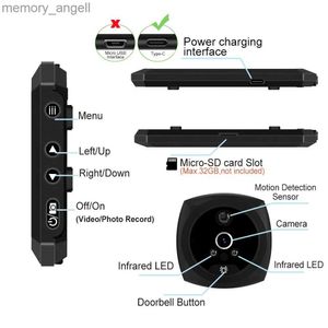 Sonnettes nes vidéo sonnette caméra judas numérique visionneuse de porte détection de mouvement 4.1 