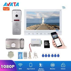 Sonnette de portes NOUVEAUXE TUYA 1080P 7 pouces WiFi WiFi Video Smart Doorphone Interphone System avec 1 Monitor et Camera Doorbell et 1 Lock Set