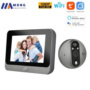 Sonnette de portes Nouvelles touya smart home wifi wifi numérique Pépholes Visionneur 4,3 pouces HD 1080p extérieur sans fil caméra wifi caméra magique numérique