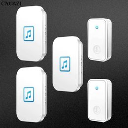 Deurbellen Geen batterij nodig Waterdichte deurbel Smart Home Bel Chime Kit LED Flash Beveiligingsalarm 5 niveaus (Wit)H240316