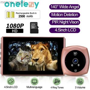 Sonnettes Onelesy 4.5 pouces LCD vidéo sonnette 140 large ange maison intelligente PIR vision nocturne Casa Inteligente détection de mouvement 1080P sonnette de porte YQ2301003