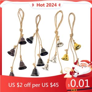 Deurbellen Retro Wind Chime Accessoires Hangen aan de deur Kerstboom Bell Metal Pendant Handgemaakte DIY Hennep Rope Bell String