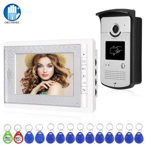 Deurbellen RFID Video Intercom System Deur Telefoon 7inch Color Monitor Screen Video Camera Deurbel Ondersteuning EM -kaart Ontgrendeling voor Home Villa