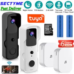 Sonnette de portes NOUVEAU 1080P TUYA SMART HOME VIDÉO DOORD CAME CAME CAME WIRESS SAN-WIFI WIFI PORTE BELL PIR NIGHT VISION Sécurité Protection de sécurité