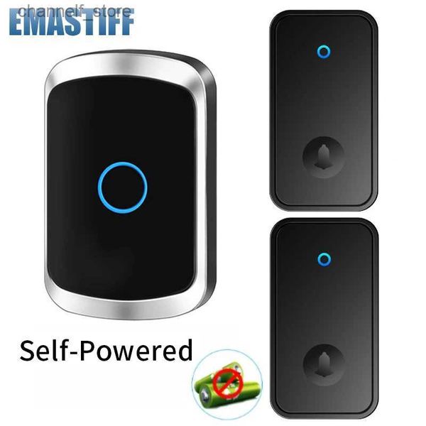 Sonnettes de porte Sonnette sans fil étanche auto-alimentée sonnette sans batterie pour maison intelligente avec sonnerie 150M télécommande récepteur sonnerieY240320