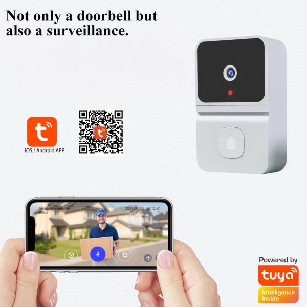 Borne de portes Smart Home Interphone WiFi Infrarouge Vision nocturne Outdoor Home Security Alarm Camera 480p Monito Wireless Button Door