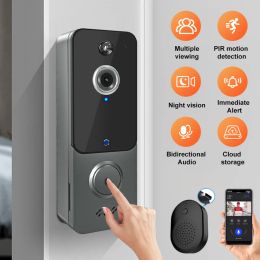 Sonnette de portes Smart Home Interphone Interphone Wireless Door Door Doory 1080p HD WiFi Night Vision Human Movement Movement Detection for Home Security Alarm Camera