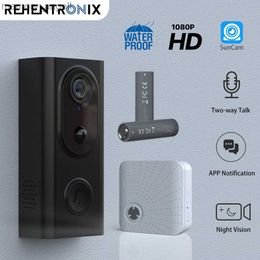 Sonnettes de porte Smart Home WiFi vidéo sonnette 1080P HD alimenté par batterie sans fil sonnette caméra de sécurité avec interphone vidéo IR Vision nocturne YQ230928