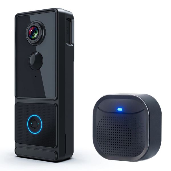 Camera sonnette de porte de portes Smart Video Wireless With Chime Ringer 1080p HD Night Vision App Remote Contrôle Smart Security Doorbell Camera
