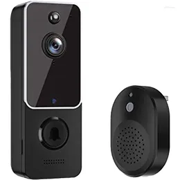 Sonnettes de sonnette vidéo intelligente caméra avec carillon noir AI détection humaine stockage en nuage HD image en direct