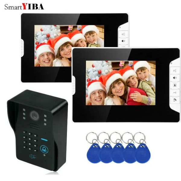 Toilebells Smartyiba de 7 pulgadas Intercomisores Ir Vision Night Vision RFID Cámara de puertas Led Monitor Tourlet Intercoming Kits de teléfono de la puerta de seguridad