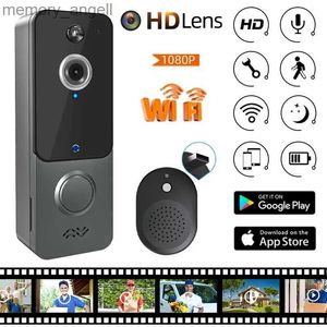 Sonnettes T9 WiFi vidéo sonnette caméra détection de mouvement humain bidirectionnel Audio sécurité sonnette sans fil HD 1080P Vision nocturne sonnette de porte YQ230928