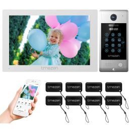 Sonnettes de portes TMEZON 7 pouces 4 fil 1080p WiFi Smart Video Téléphone Interphone Système d'interphon avec une sonnette câblée APP / PASSOT / CARD