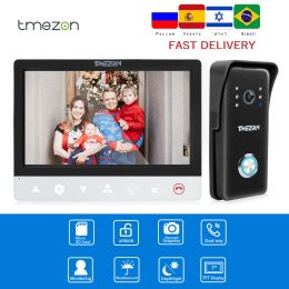 Sonnette de portes TMEZON 7 pouces TFT Video Wired Video System avec 1000TVL Prise en charge de la caméra Enregistrement / scène instantanée Unique