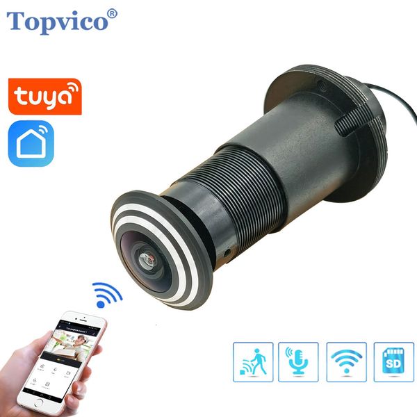 Sonnettes Topvico Tuya Vidéo Judas Caméra Wifi Détection de mouvement Visionneuse de porte Videoeye Interphone sans fil Sécurité à domicile Enregistrement automatique 230727